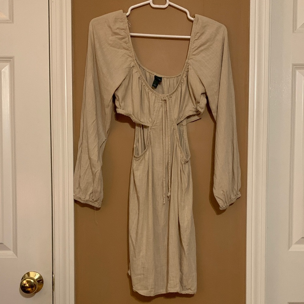 Wild Fable Elegant Beige Long Sleeve Dress